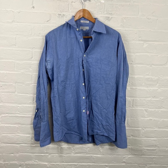 Barneys New York Men's Casual Button Down Shirt Long Sleeve Blue Size 15/33 - Picture 1 of 4